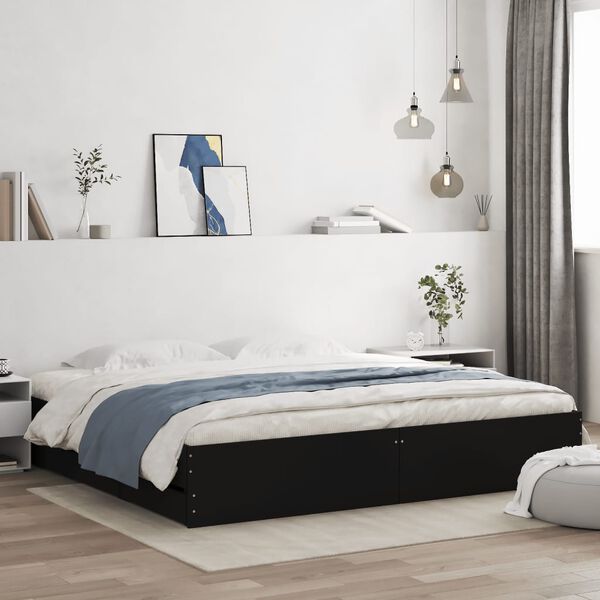 vidaXL Estrutura de cama c/ gavetas 180x200 cm derivados madeira preto