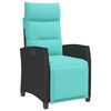 vidaXL Cadeira de jardim reclin&aacute;vel com mesa de apoio vime PE preto