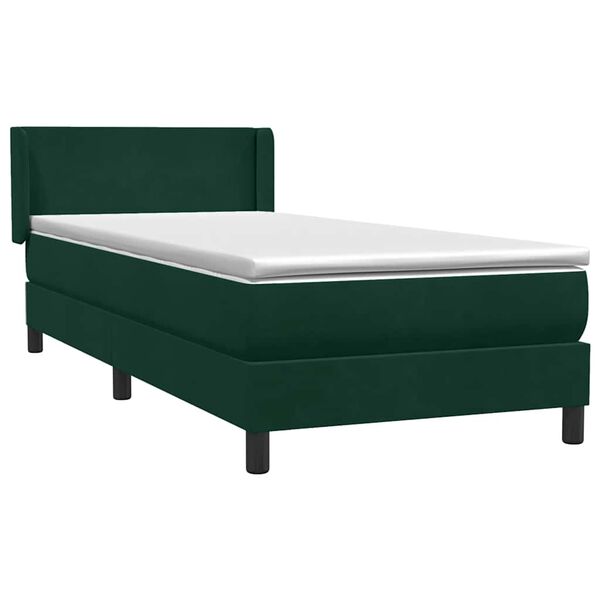 vidaXL Cama com molas/colch&atilde;o verde-escuro 90x210 cm veludo