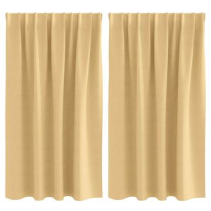 vidaXL Cortinas Blackout com Argolas 2 pcs Bege 140 x 140 cm Poli&eacute;ster