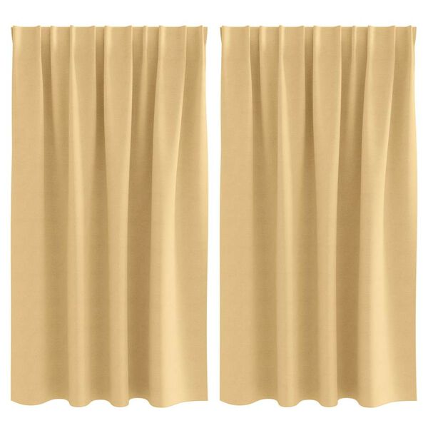 vidaXL Cortinas Blackout com Argolas 2 pcs Bege 140 x 140 cm Poli&eacute;ster