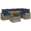 vidaXL 6 pcs conjunto sof&aacute;s de jardim com almofad&otilde;es vime cinzento