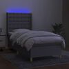 vidaXL Cama box spring c/ colch&atilde;o e LED 90x200 cm tecido cinza-claro