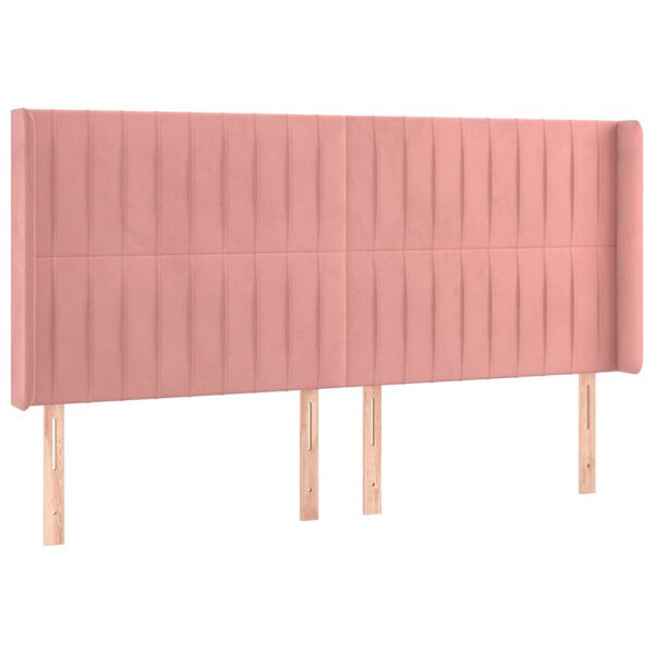 vidaXL Cabeceira cama c/ abas veludo 183x16x118/128 cm rosa