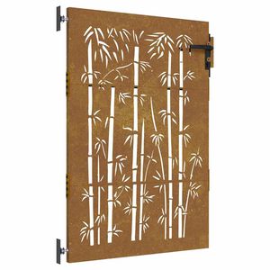 vidaXL Port&atilde;o de jardim 85x150 cm a&ccedil;o corten design bambu
