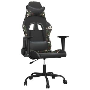 vidaXL Cadeira gaming couro artificial preto e camuflado