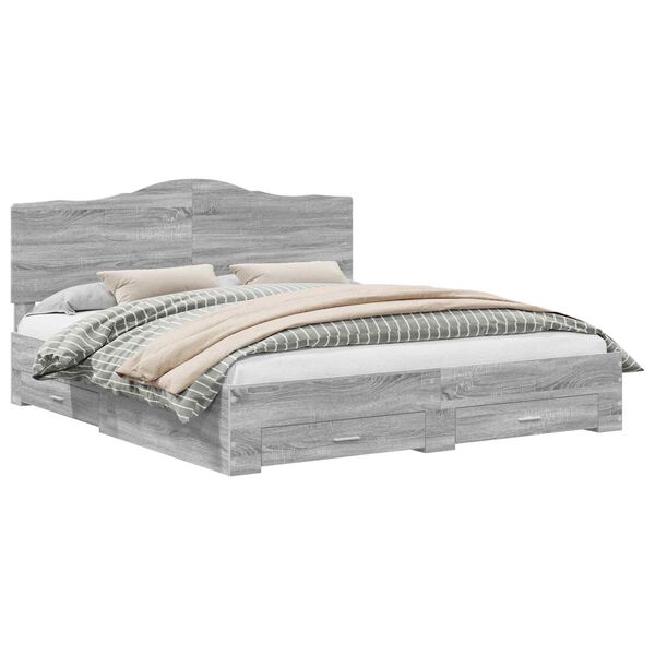 vidaXL Estrutura da Cama Cinza Sonoma 200 x 200 cm Madeira processada