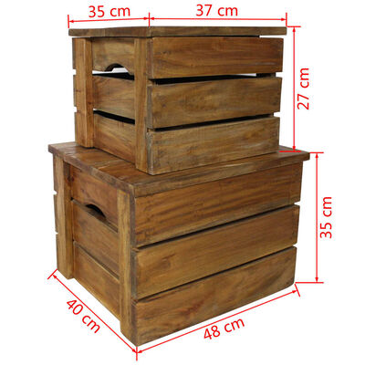 vidaXL Conjunto de caixas de arrumação 2 pcs madeira reciclada maciça