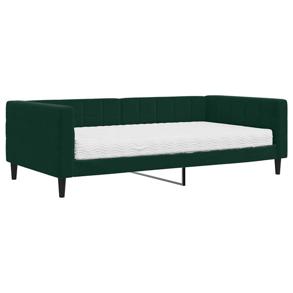 vidaXL Sof&aacute;-cama com colch&atilde;o 100x200 cm veludo verde-escuro