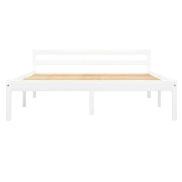 vidaXL Estrutura de cama 140x200 cm madeira pinho maci&ccedil;o branco