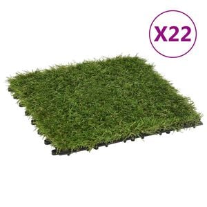 vidaXL Ladrilhos de relva artificial 22 pcs 30x30 cm verde