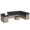 vidaXL 10 pcs conj. sof&aacute;s jardim com almofad&otilde;es vime PE cinzento-claro