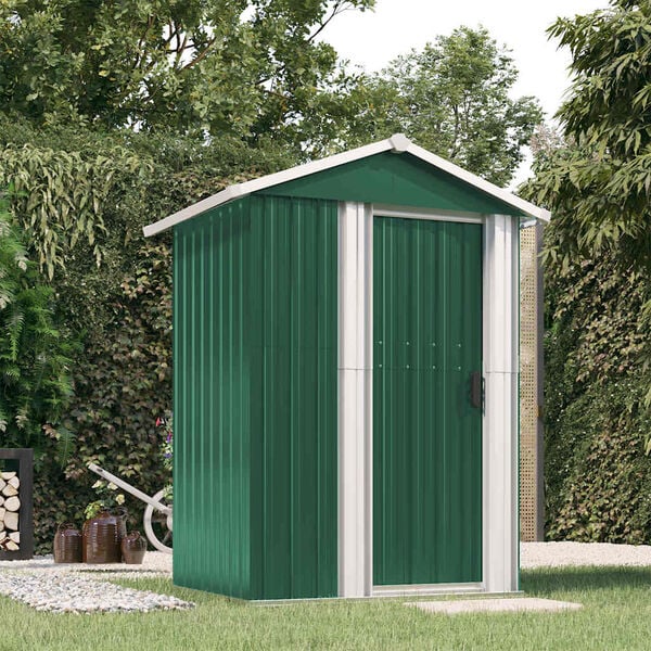 vidaXL Abrigo de jardim 126x97,5x177 cm a&ccedil;o galvanizado verde