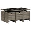 vidaXL 7 pcs conjunto de jantar p/ jardim c/ almofadões vime PE cinza