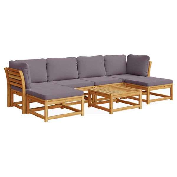 vidaXL 7 pcs conjunto lounge jardim c/almofad&otilde;es madeira maci&ccedil;a ac&aacute;cia