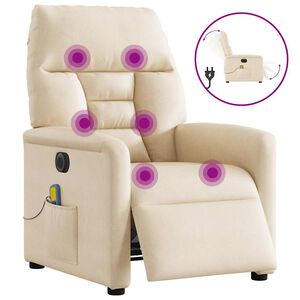 vidaXL Poltrona massagens reclin&aacute;vel el&eacute;trica tecido microfibra bege
