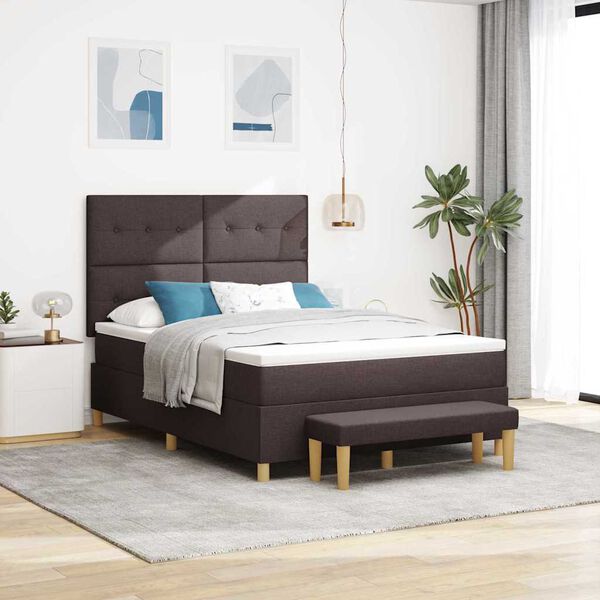 vidaXL Cama Box com colch&atilde;o Marrom Escuro 160 x 200 cm tecido
