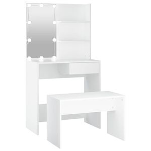 vidaXL Conjunto toucador c/ LEDs madeira processada branco