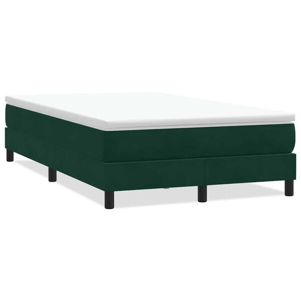 vidaXL Box Cama de primavera sem Colch&atilde;o Verde Escuro 120x210cm Veludo