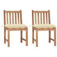 vidaXL Cadeiras de jardim c/ almofadões 2 pcs madeira de teca maciça
