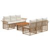 vidaXL Conjunto de Sof&aacute; de Jardim 7 unid. Natural e Branco Creme