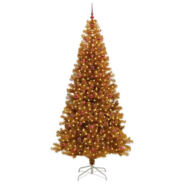 vidaXL &Aacute;rvore de Natal com 300 LEDs com suporte Ouro 240 cm PET