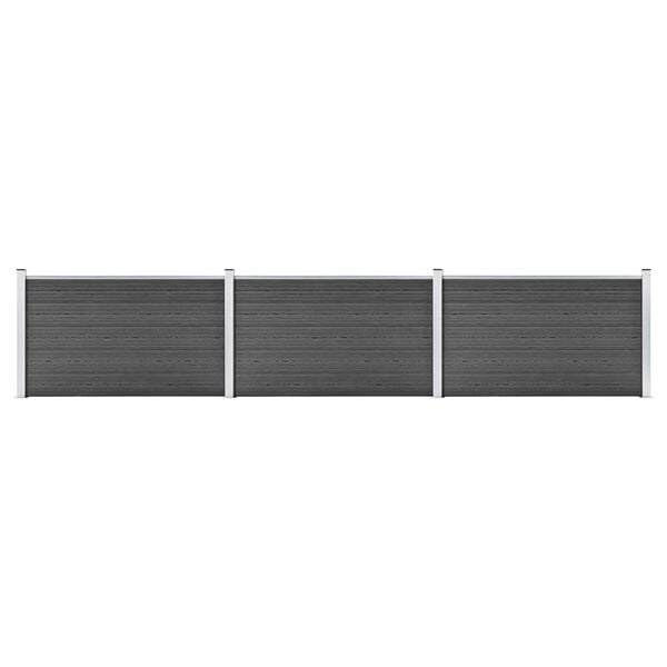 vidaXL Conjunto de pain&eacute;is de veda&ccedil;&atilde;o WPC 526x105 cm preto