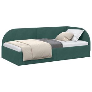 vidaXL Estrutura de Cama de Canto Verde Escuro 100 cm x 200 cm Veludo