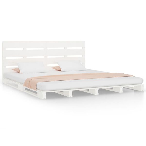 vidaXL Cama sem colchão 135x190 cm madeira de pinho maciça branco