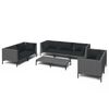vidaXL 8 pcs conj. lounge jardim c/ almofad&otilde;es vime PE cinzento-escuro