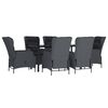 vidaXL 7 pcs conjunto de jantar p/ jardim vime PE cinzento-escuro