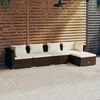 vidaXL 5 pcs conjunto lounge jardim c/ almofad&otilde;es vime PE castanho