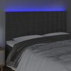 vidaXL Cabeceira de cama c/ LED veludo 160x5x118/128 cm cinza-escuro