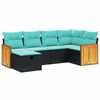 vidaXL 7 pcs conjunto sof&aacute;s p/ jardim c/ almofad&otilde;es vime PE cinzento