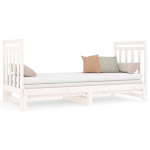 vidaXL Estrutura sof&aacute;-cama de puxar 2x(90x190) cm pinho maci&ccedil;o branco