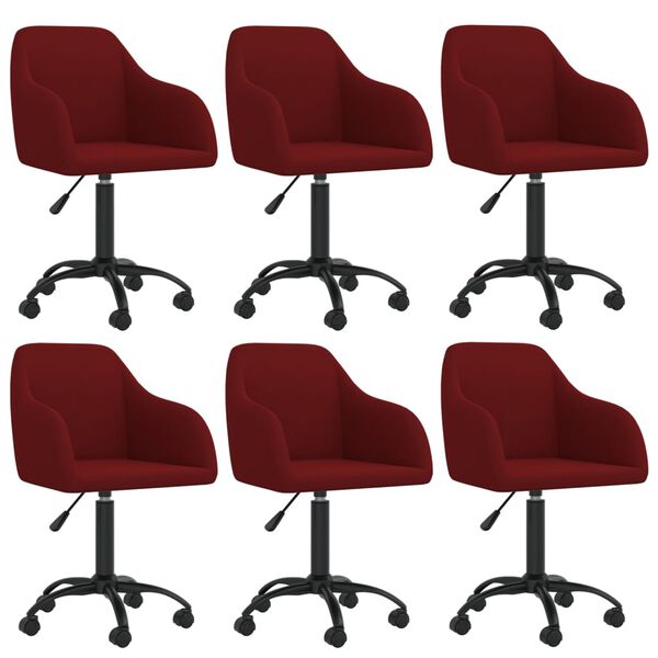 vidaXL Cadeiras de jantar girat&oacute;rias 6 pcs veludo vermelho tinto