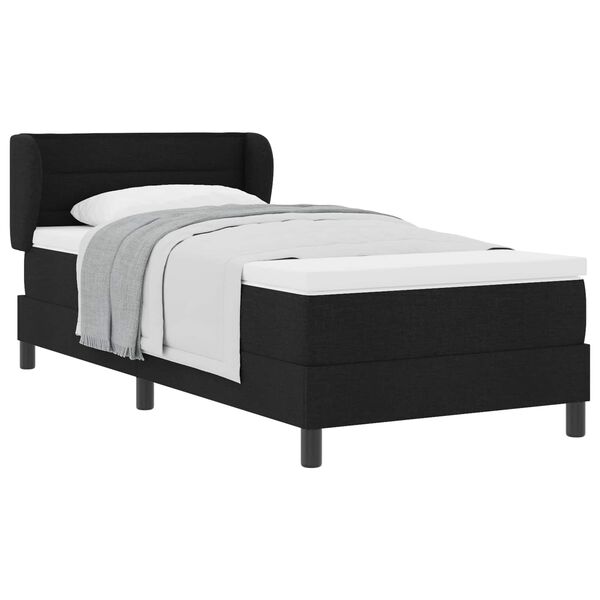 vidaXL Cama Box com colch&atilde;o com cabeceira Preto 90 x 200 cm tecido