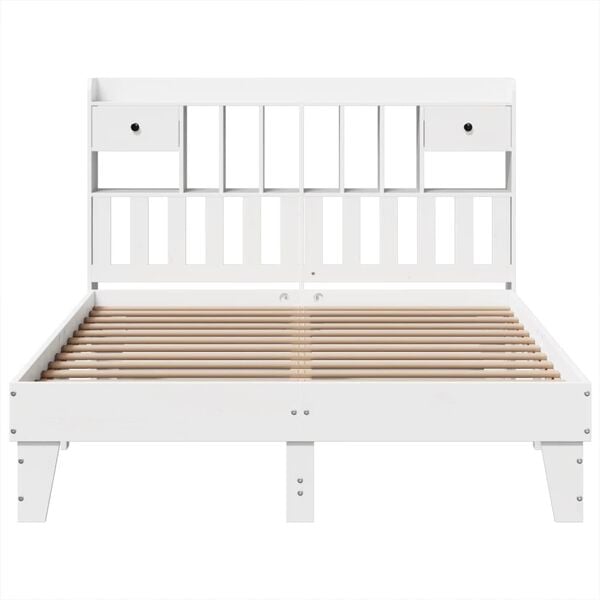 vidaXL Cama sem colch&atilde;o 150x200 cm madeira de pinho maci&ccedil;a branco