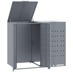 vidaXL Abrigo para 2 caixotes do lixo 138x79x117 cm a&ccedil;o cinzento