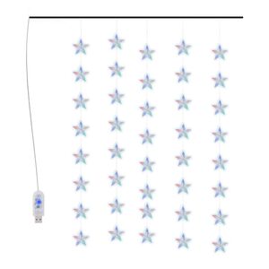vidaXL Cortina ilumina&ccedil;&atilde;o c/ estrelas 200 LEDs 8 fun&ccedil;&otilde;es colorido
