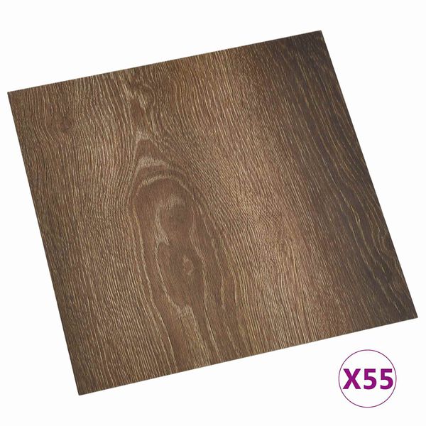 vidaXL Pranchas de Piso 55 pcs Castanho 5,11 m&sup2; PVC