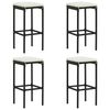 vidaXL 5 pcs conjunto de bar p/ jardim c/ almofad&otilde;es vime PE preto