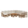 vidaXL Conjunto de Sof&aacute; de Jardim 12 unid. Natural e Branco Creme