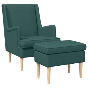 vidaXL Poltrona com Puff 2 unid. Verde-Escuro Tecido