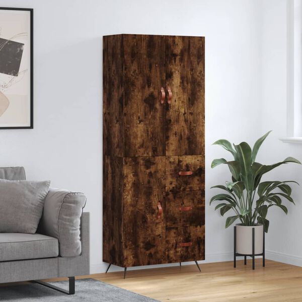 vidaXL Arm&aacute;rio alto 69,5x34x180 cm madeira processada carvalho fumado