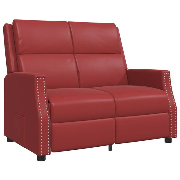 vidaXL Sof&aacute; reclin&aacute;vel de 2 lugares couro artificial vermelho tinto