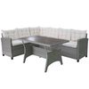 vidaXL 3 pcs conjunto lounge de jardim c/ almofad&otilde;es vime PE cinzento
