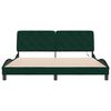 vidaXL Estrutura de cama com LED sem colch&atilde;o 180x200 cm veludo verde-escuro