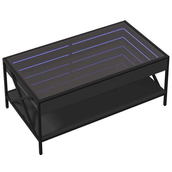 vidaXL Mesa de centro luzes LED Infinity 90x50x38 cm preto