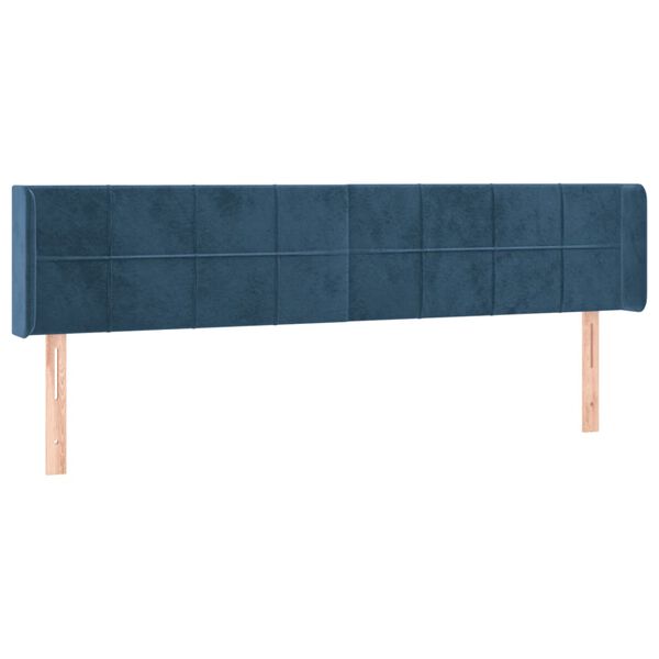 vidaXL Cabeceira de cama c/ abas veludo 203x16x78/88cm azul-escuro